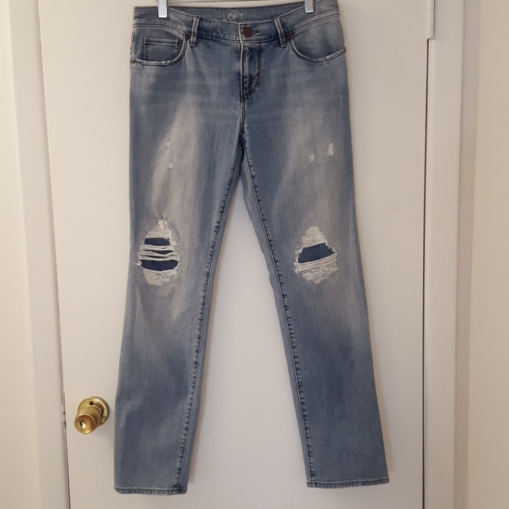 Ann Taylor Relaxed straight distressed jeans